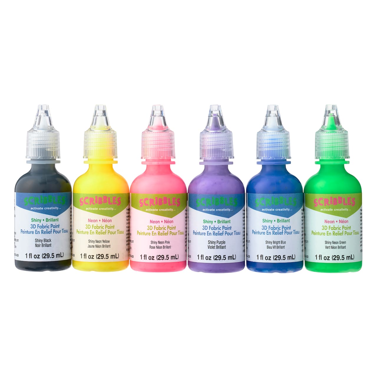 10 Packs: 6 ct. (60 total) Scribbles® 80's Pop 3D Fabric Paint